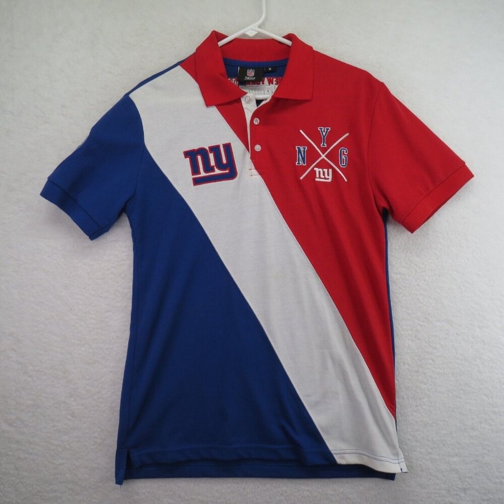 New York Giants Polo Shirt Size Medium Red‎ White Blue Color Block Logo NFL